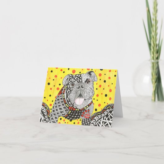 カワイイカラフルリー・ブルドッグ・グリーティングカード サンキューカード (正面)