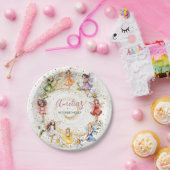 カワイイカラフル踊りフローラ妖精金ゴールドグリッター ペーパープレート (パーティー)