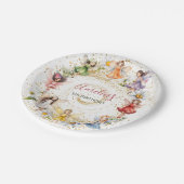 カワイイカラフル踊りフローラ妖精金ゴールドグリッター ペーパープレート (アングル)