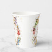 カワイイカラフル踊りフローラ妖精金ゴールドグリッター 紙コップ (右)