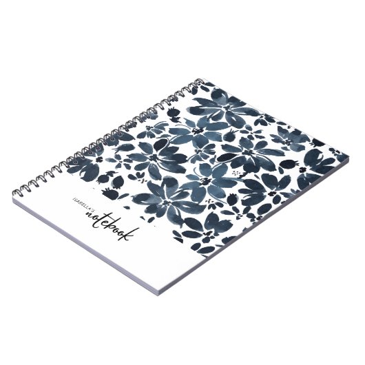 カワイイガーリーネイビーフローラカバーノート ノートブック (左側)