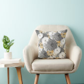 カワイイガーリーロー&グレーフローライラストレーション クッション (椅子)