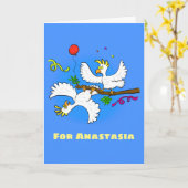 カワイイコおもしろいッカトゥー鳥漫画 カード (黄色い花)