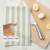 カワイイコッカースパニエル犬ブルークストライプのリーム キッチンタオル (四つ折り)