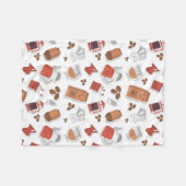 カワイイコーヒー好きのカフェインをテーマにしたかわいいパターン フリースブランケット (正面(横))