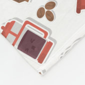 カワイイコーヒー好きのカフェインをテーマにしたかわいいパターン フリースブランケット (角)