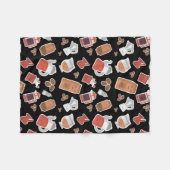 カワイイコーヒー好きのカフェインをテーマにしたかわいいパターン フリースブランケット (正面(横))