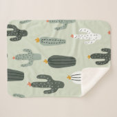 カワイイサボテンのシームレスな模様、背景に手d シェルパブランケット (正面(横))