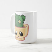 カワイイサボテングリーンサボテン水彩植物 コーヒーマグカップ (正面左)