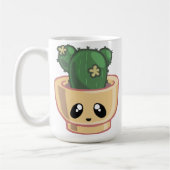 カワイイサボテングリーンサボテン水彩植物 コーヒーマグカップ (左)