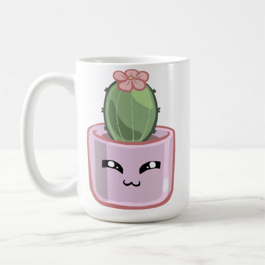 カワイイサボテングリーン多肉植物水彩植物 コーヒーマグカップ (左)