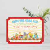 カワイイサーカスの列車誕生日パーティーの招待 招待状 (スタンド正面)