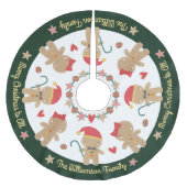 カワイイジンジャーブレッドマンホリ素朴ティカスタムグリーン ブラッシュドポリエステルツリースカート (正面)