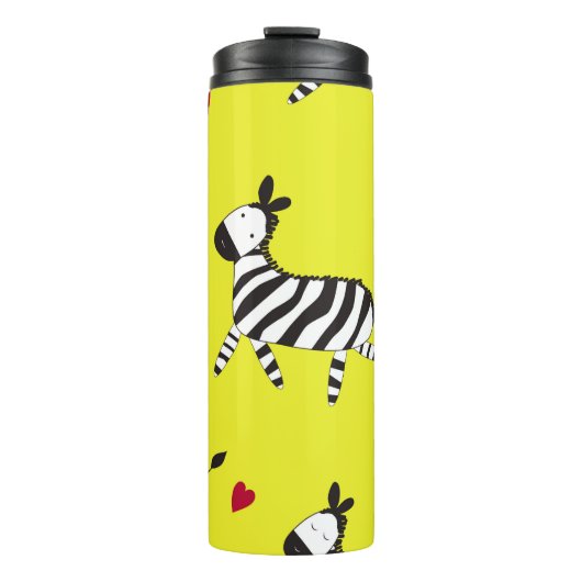 カワイイゼブラ漫画のシームレスな模様の背景が悪い タンブラー (正面)