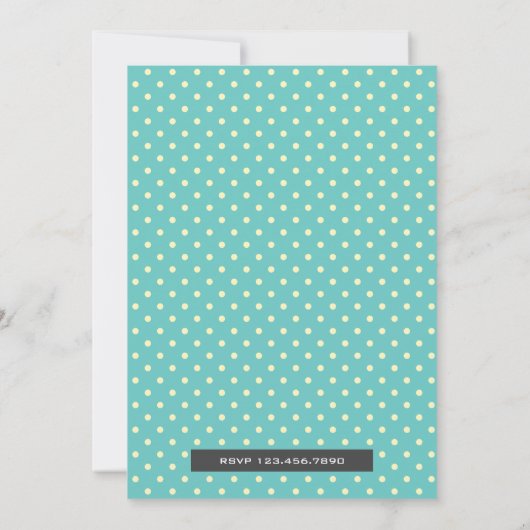 カワイイティール（緑がかった色）パム男の赤ちゃんアキカ 招待状 (裏面)