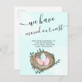 カワイイネストの水彩卵新しいホームブルーの動き 案内ポストカード (正面/裏面)