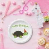 カワイイハッピーバースデー!亀 ペーパープレート (パーティー)