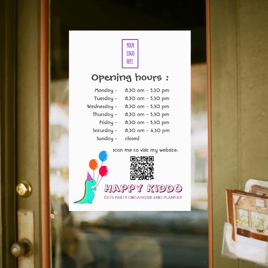 カワイイパーティートレックス風船キッドのパーティープランナー ウィンドウサイン