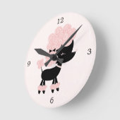 カワイイピンクの漫画のプフランスのードル ラウンド壁時計 (傾斜)