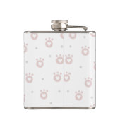 カワイイピンクの猫の前足とハート |パーソナライズされた フラスク (裏面)