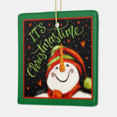 カワイイフェスティバルクライストマスタイム雪だるま セラミックオーナメント (左)