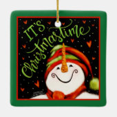 カワイイフェスティバルクライストマスタイム雪だるま セラミックオーナメント (裏面)