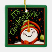 カワイイフェスティバルクライストマスタイム雪だるま セラミックオーナメント (正面)