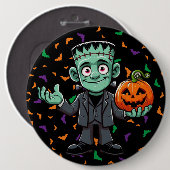 カワイイフランケンシュタインのモンスターボタン 缶バッジ (正面&裏面)