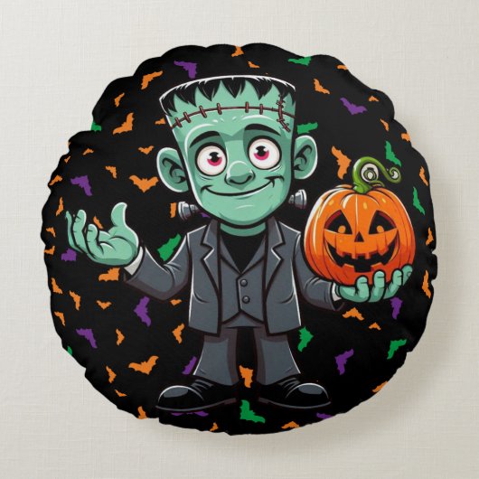 カワイイフランケンシュタインの怪物 ラウンドクッション (正面)