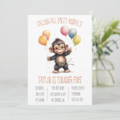 カワイイベビーサルとバルーン誕生日パーティー 招待状 (スタンド正面)