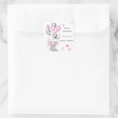 カワイイベビーゾウと風船ガールベイビーシャワー スクエアシール (バッグ)