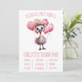 カワイイベビーダチョウと風船の誕生会 招待状 (スタンド正面)