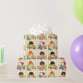 カワイイベビーレトロカラフルベージュプレイド ラッピングペーパー