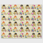 カワイイベビーレトロカラフルベージュプレイド ラッピングペーパー (フラット)