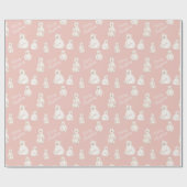 カワイイホッキョクグマメリークリスマス赤面ピンク ラッピングペーパー (フラット)
