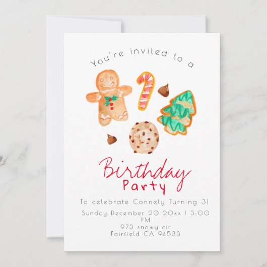 カワイイホリデークリスマスキッド誕生パーティー招待状 招待状 (正面)