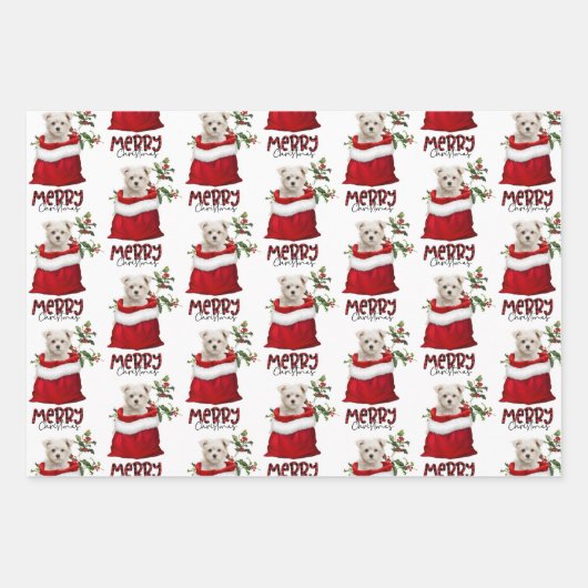 カワイイマルチーズパピードグインホリデー抱き枕 ラッピングペーパーシート (正面3)