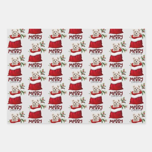 カワイイマルチーズパピードグインホリデー抱き枕 ラッピングペーパーシート (正面2)