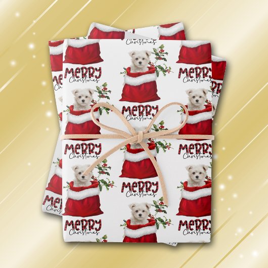 カワイイマルチーズパピードグインホリデー抱き枕 ラッピングペーパーシート