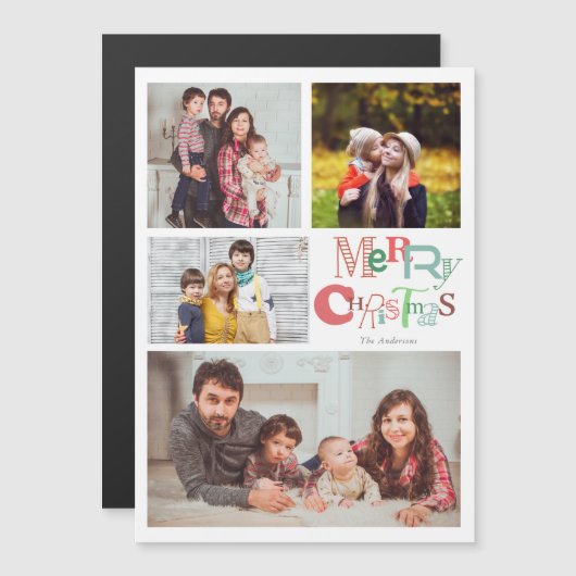 カワイイメリークリスマスタイポグラフィ4フォトコラージュ (正面/裏面)