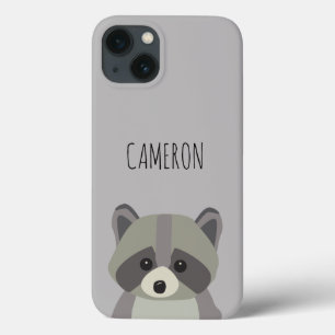 カワイイモダンイラストレーションパーソナライズされたラクーン iPhone 13ケース