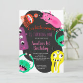 カワイイモンスターイラストレーション1歳誕生日パーティー 招待状 (スタンド正面)