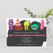 カワイイモンスターイラストレーション5歳誕生パーティー 招待状 (スタンド正面)