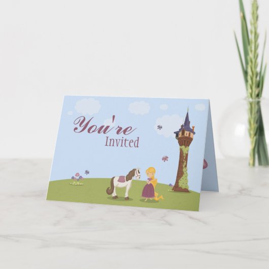 カワイイラプンツェルタワーガールの誕生日パーティー招待状 招待状 (正面)