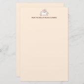 カワイイランニングズバニーラビットカスタム文字ベージュ 便箋 (正面/裏面)