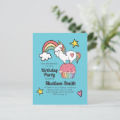 カワイイレインボー・ユニコーンスターズハート誕生パーティー インビテーションポストカード (スタンド正面)