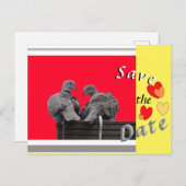 カワイイロブバードズセーブザデートハートはがき ポストカード (正面/裏面)