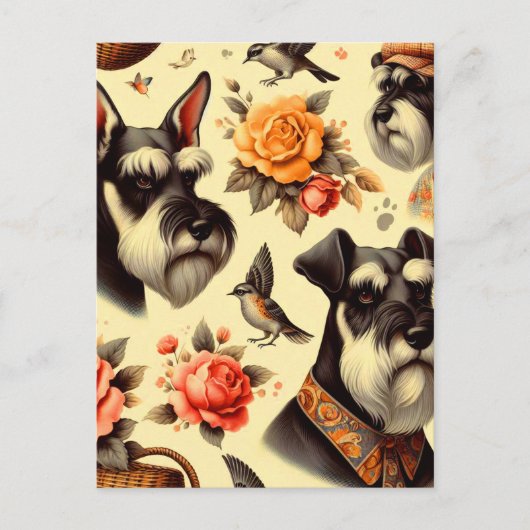 カワイイヴィンテージシュナウザー ポストカード (正面)