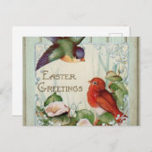 カワイイヴィンテージバーズイースター挨拶 ポストカード (正面/裏面)