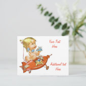 カワイイヴィンテージベビー(パーソナライズされた電話) ポストカード (スタンド正面)